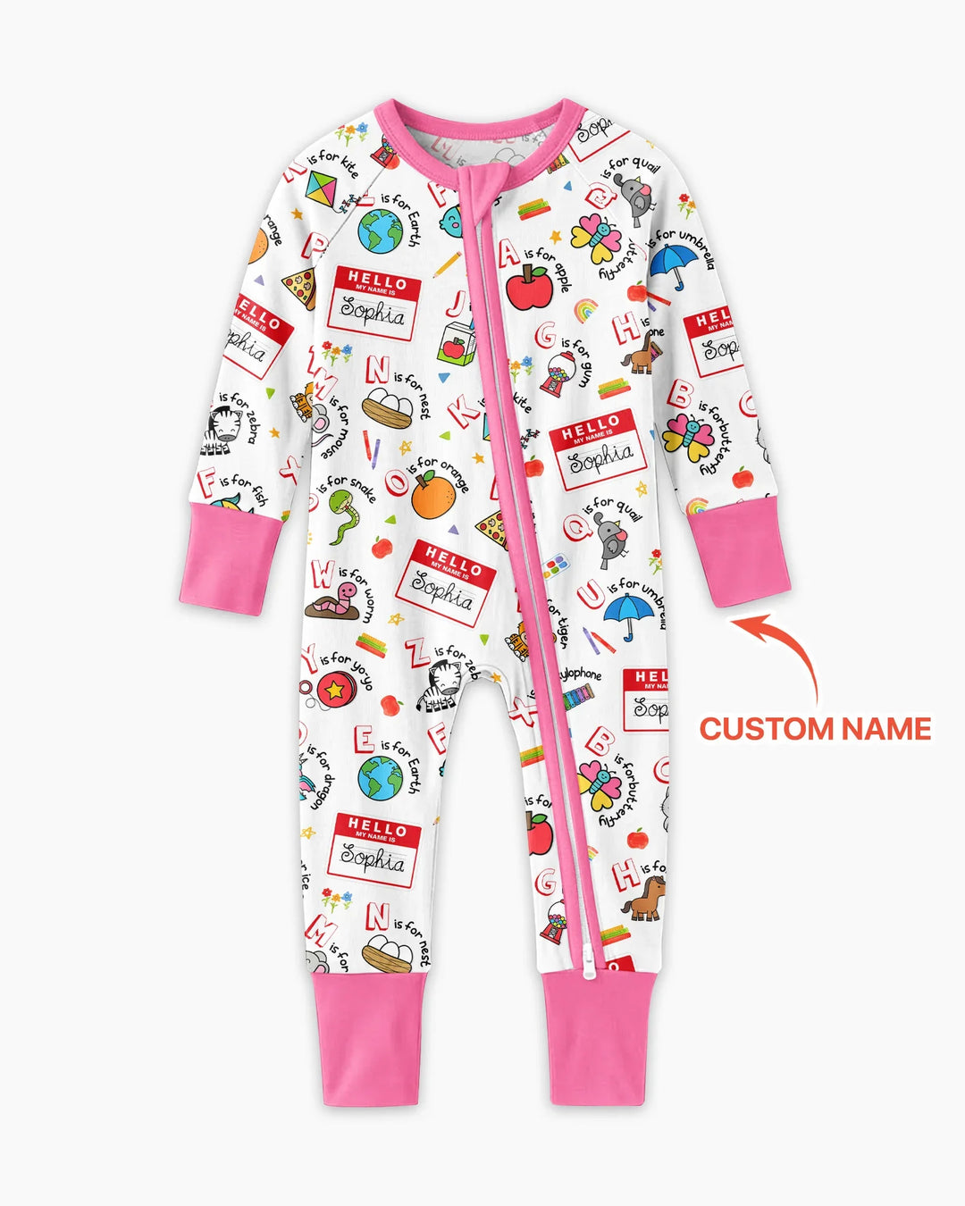 Custom Name Hello School ABCs Bamboo Convertible Zippy