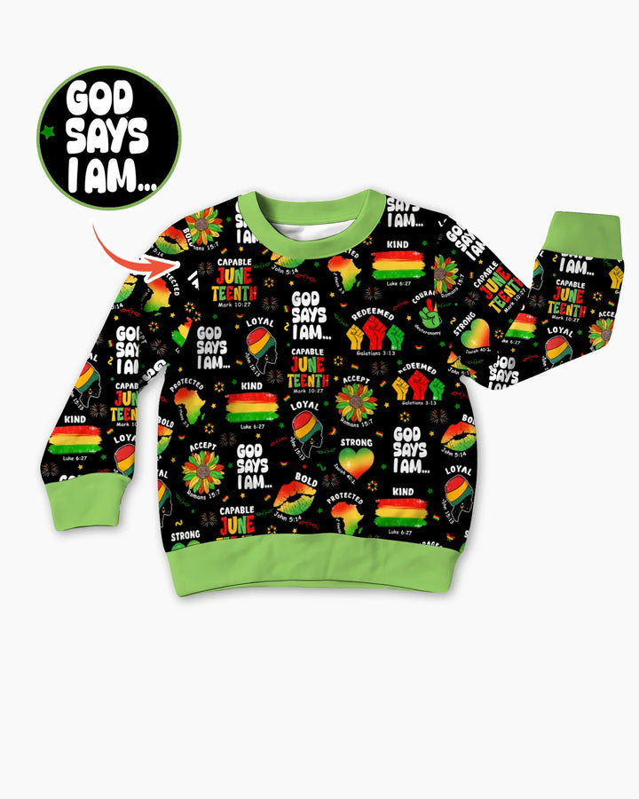 Gott sagt, ich bin Juneteenth Segnungen Bambus Rundhals-Sweatshirt