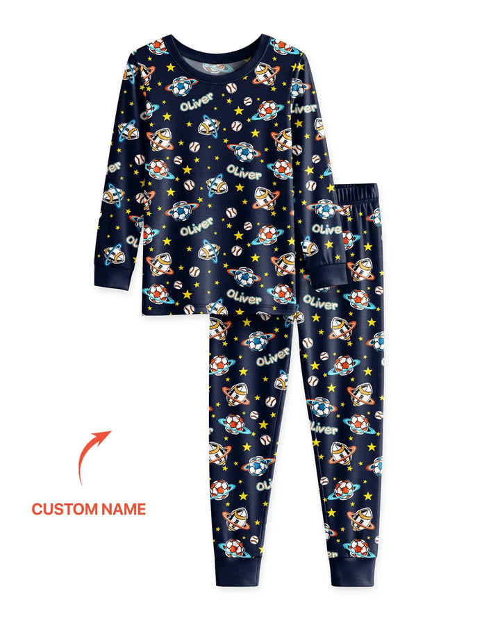 Zweiteiliges Langarm-Pyjama-Set mit Sommerfrüchten