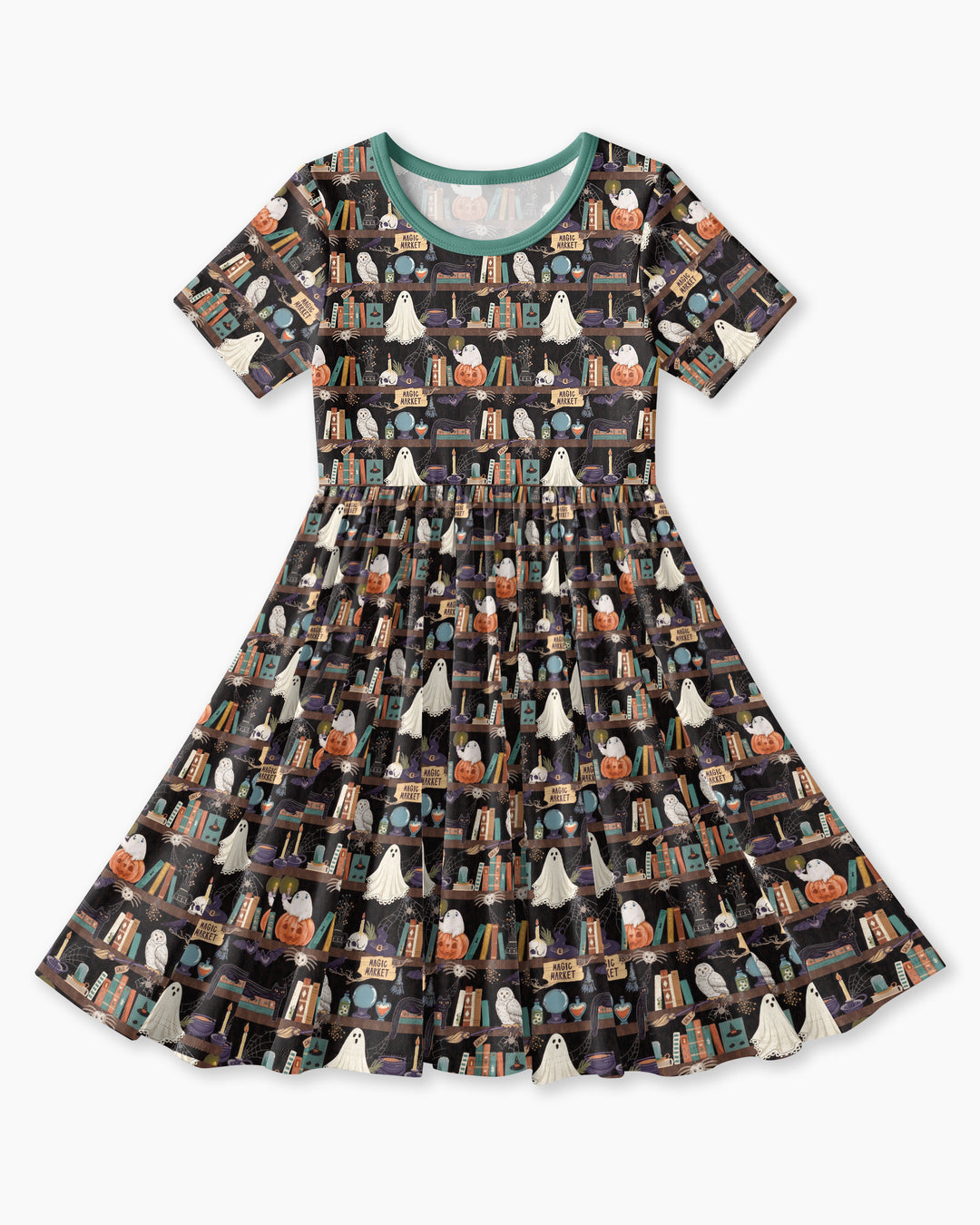 Cute Ghost Witchy Halloween Magic Library Bamboo Twirl Dress