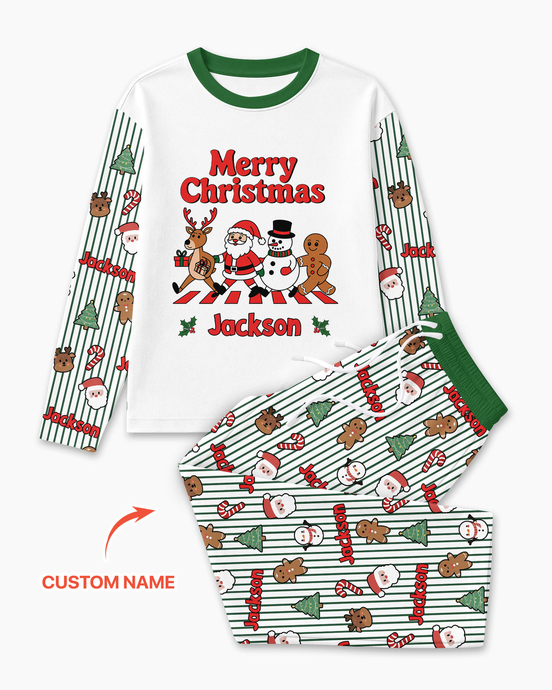 Custom Name Funny Christmas Crossing Bamboo Men's Pajama Set