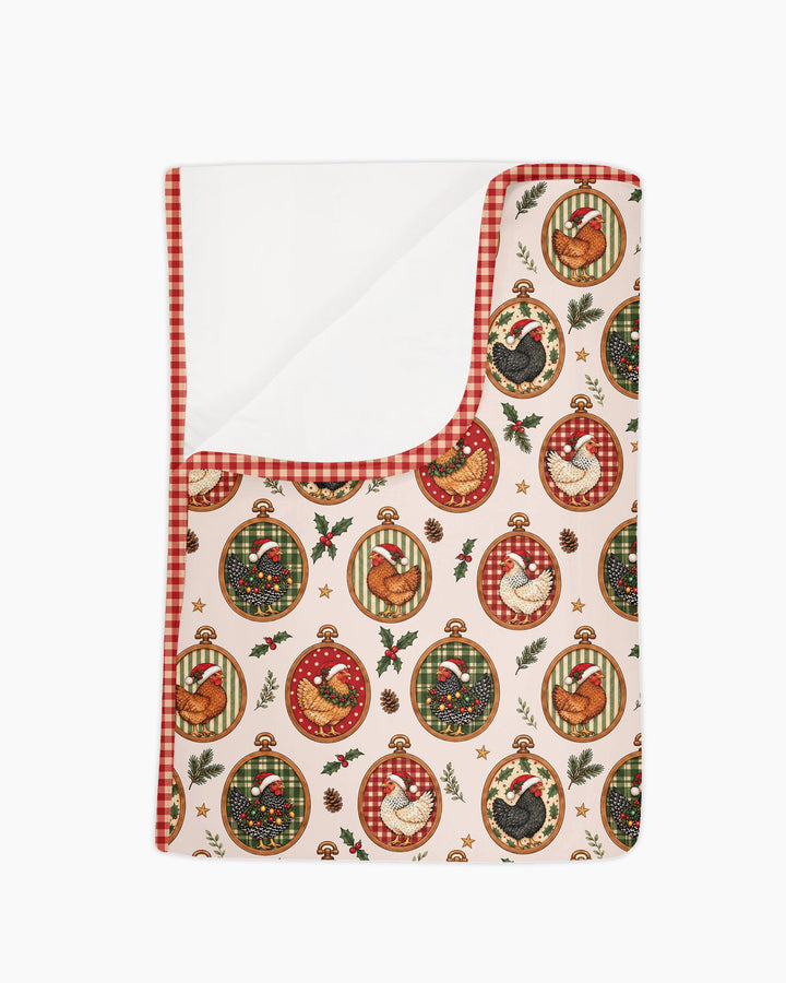 Chicken Merry Clucking Christmas  Bamboo Blanket