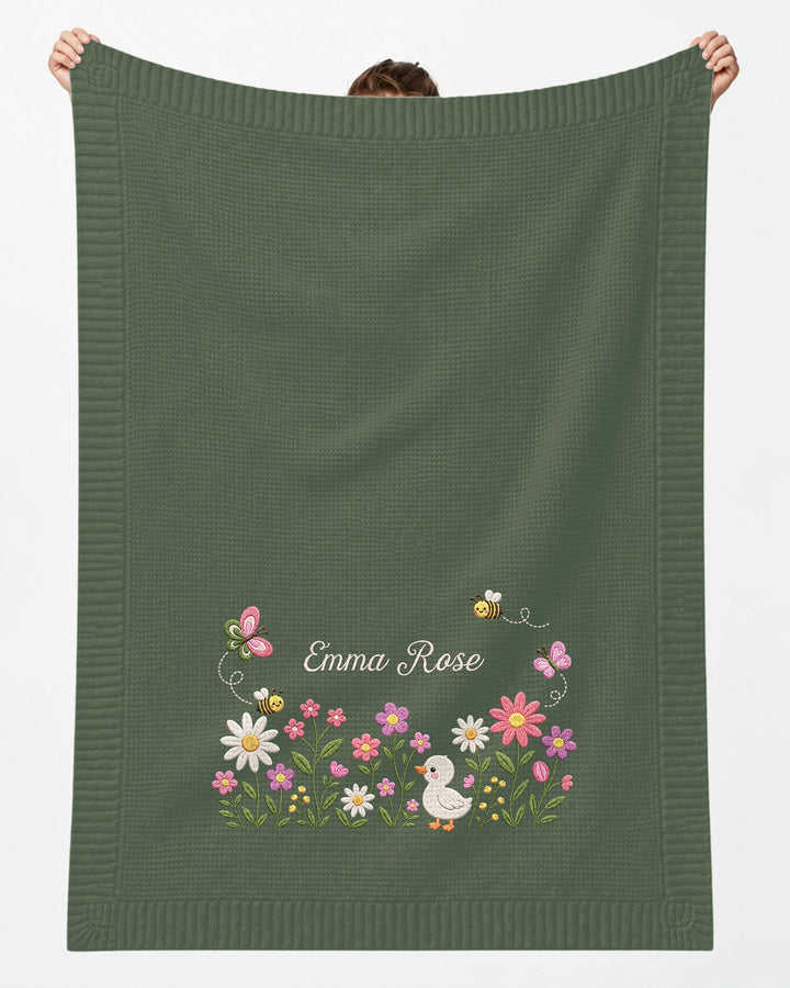 Lovely Floral Embroidered Baby Cotton Blanket
