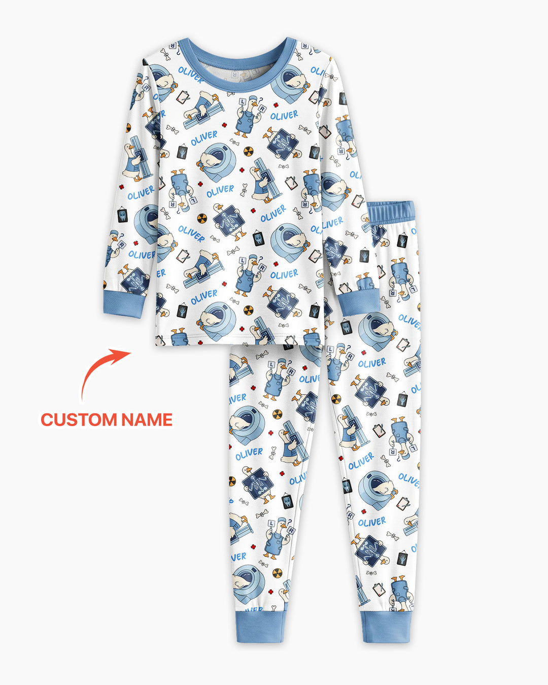 Zweiteiliges Langarm-Pyjama-Set mit Sommerfrüchten