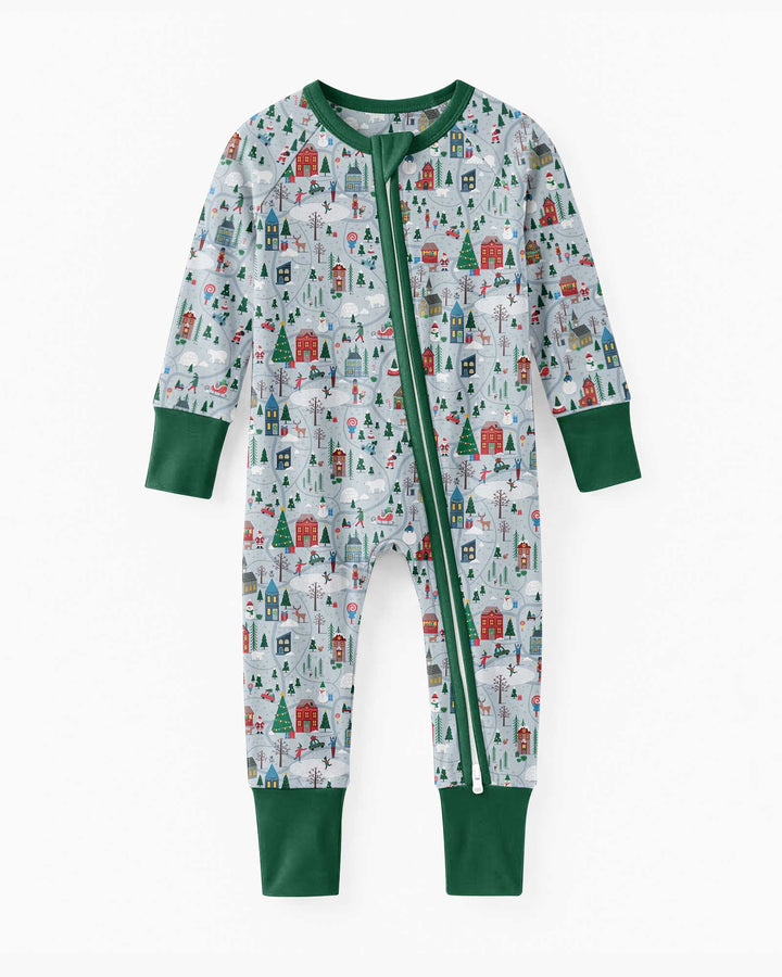 Snowy Christmas Village Map Bamboo Convertible Zippy
