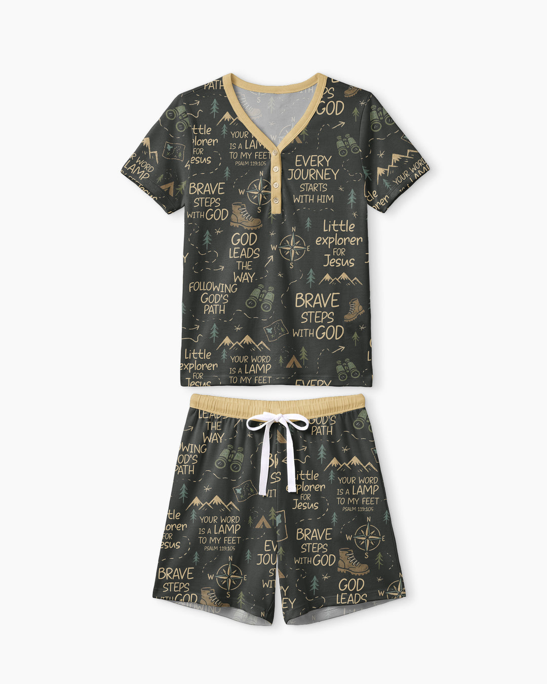Little Explorer God Leads The Way Bamboo Women Short Sleeve Short Pajama Set