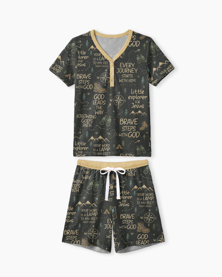 Little Explorer God Leads The Way Bamboo Women Short Sleeve Short Pajama Set
