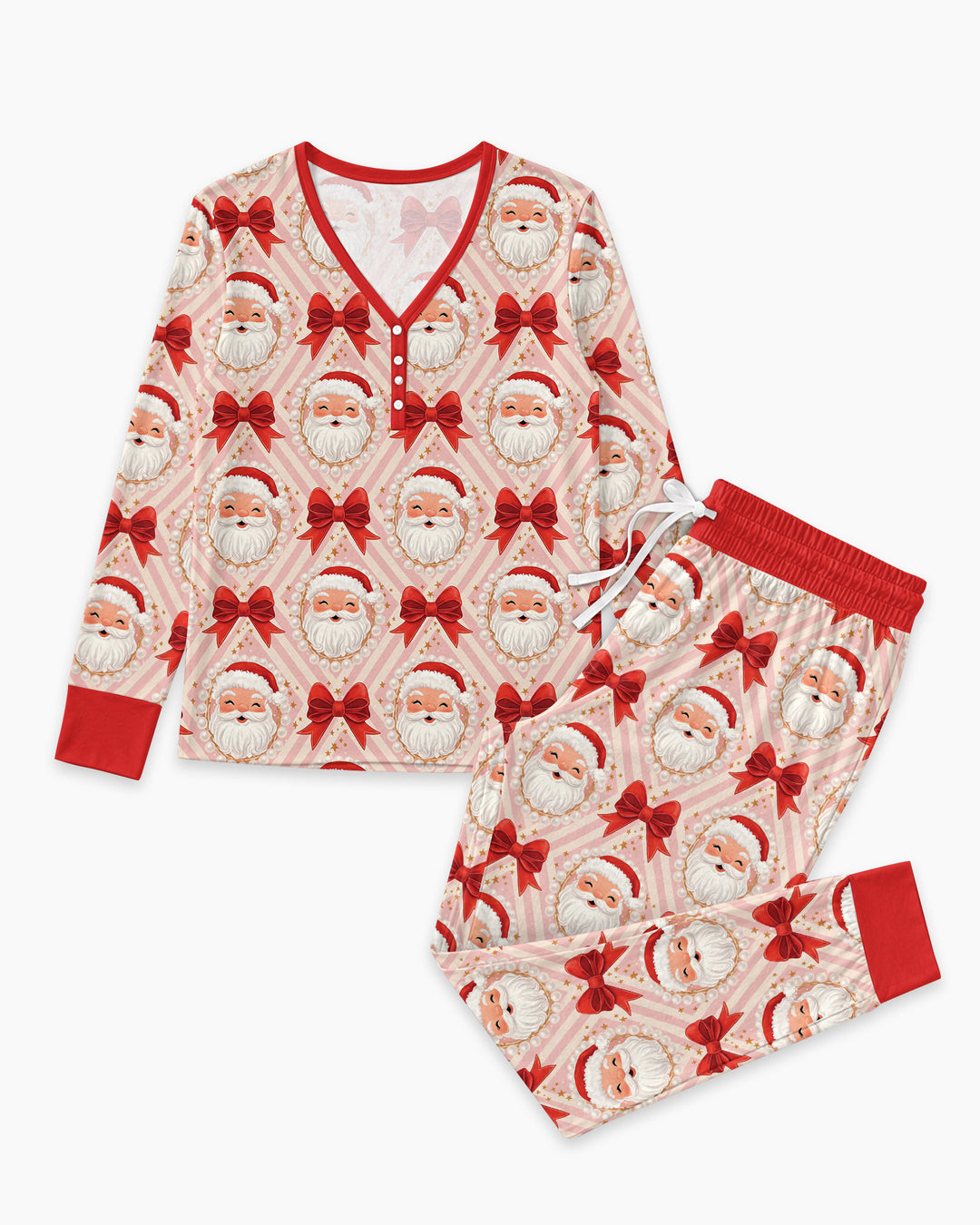 Preppy Coquette Santa Mommy And Me Matching Bamboo Women Pajama Set