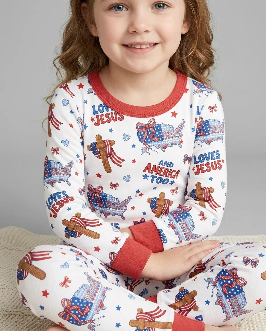 Zweiteiliges Langarm-Pyjama-Set mit Sommerfrüchten