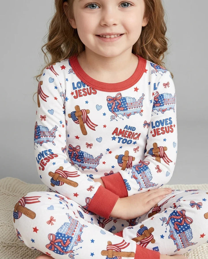 Zweiteiliges Langarm-Pyjama-Set mit Sommerfrüchten