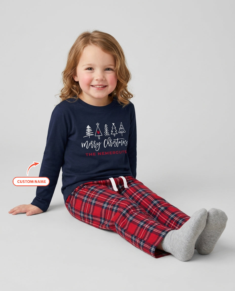 Custom Christmas Tree Bamboo Two Piece Long Sleeve Pajama Set