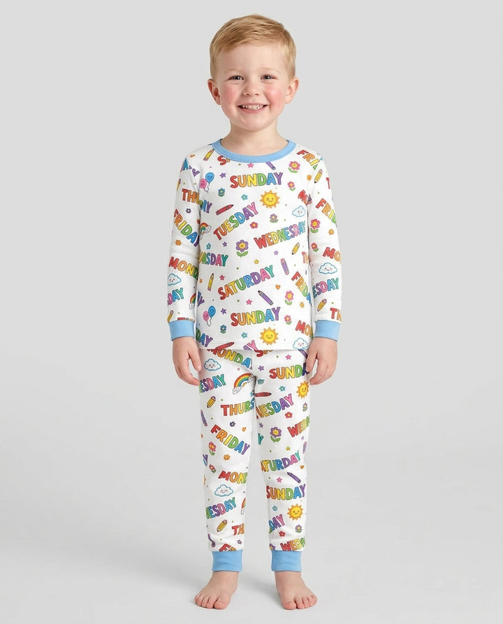 Days of the Week Bamboo Two Piece Long Sleeve Pajama Set