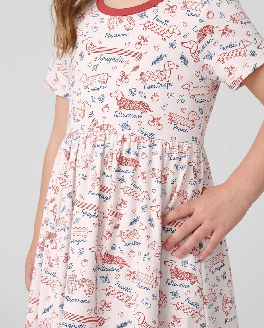 Funny Dachshund Pasta Pups Bamboo Twirl Dress