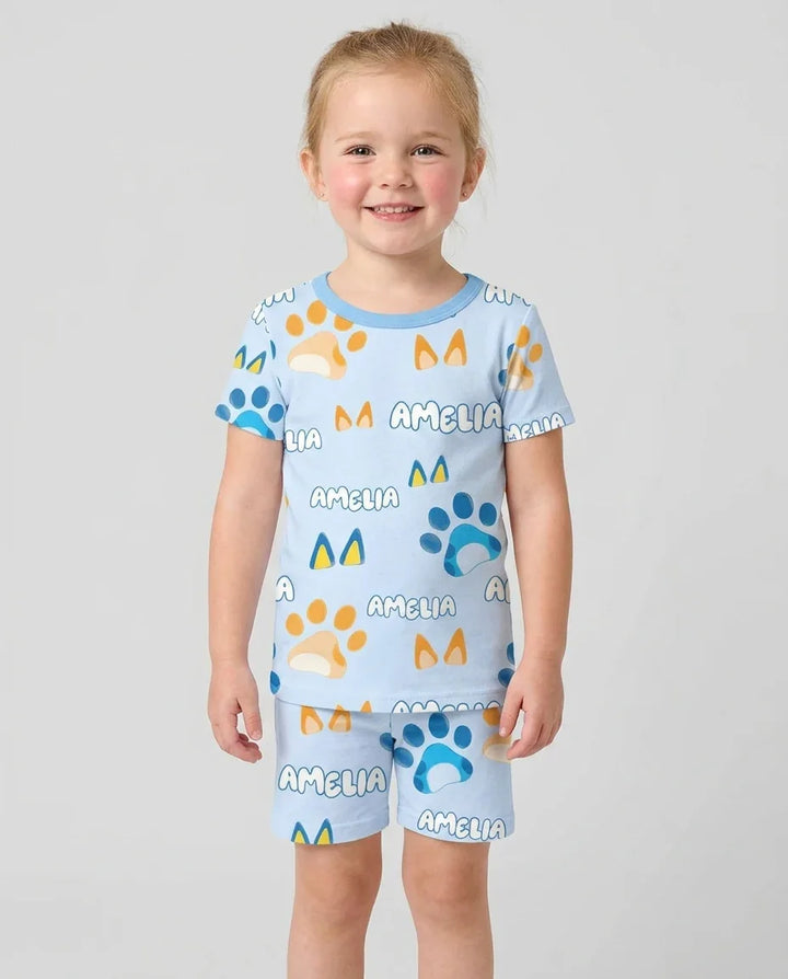Zweiteiliges Pyjama-Set mit kurzen Ärmeln und Shorts im Sommer-Design