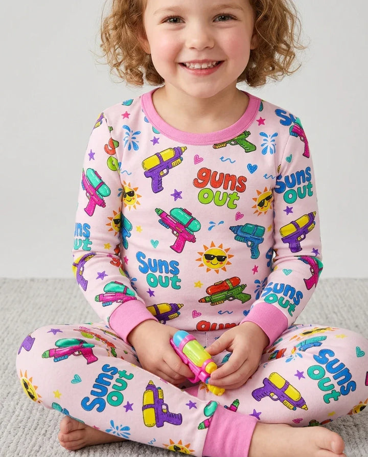 Zweiteiliges Langarm-Pyjama-Set mit Sommerfrüchten