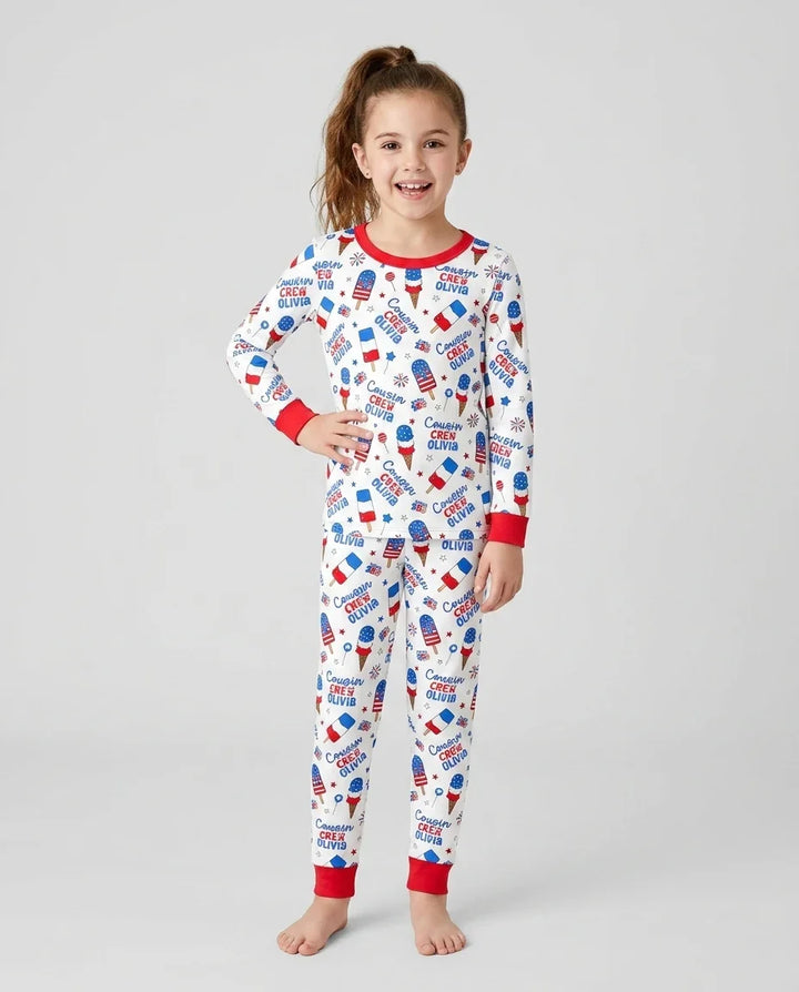 Zweiteiliges Langarm-Pyjama-Set mit Sommerfrüchten