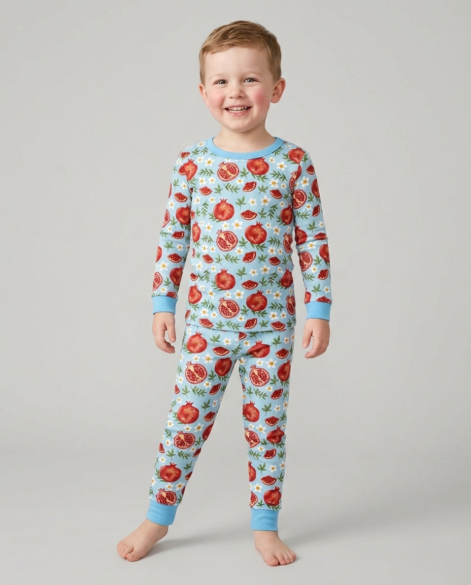 Zweiteiliges Langarm-Pyjama-Set mit Sommerfrüchten