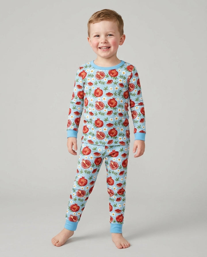 Zweiteiliges Langarm-Pyjama-Set mit Sommerfrüchten
