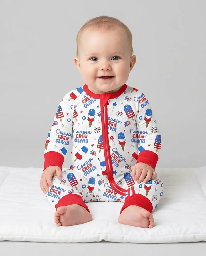 Custom Name 4th of July Cousin Crew Bamboo Convertible Zippy