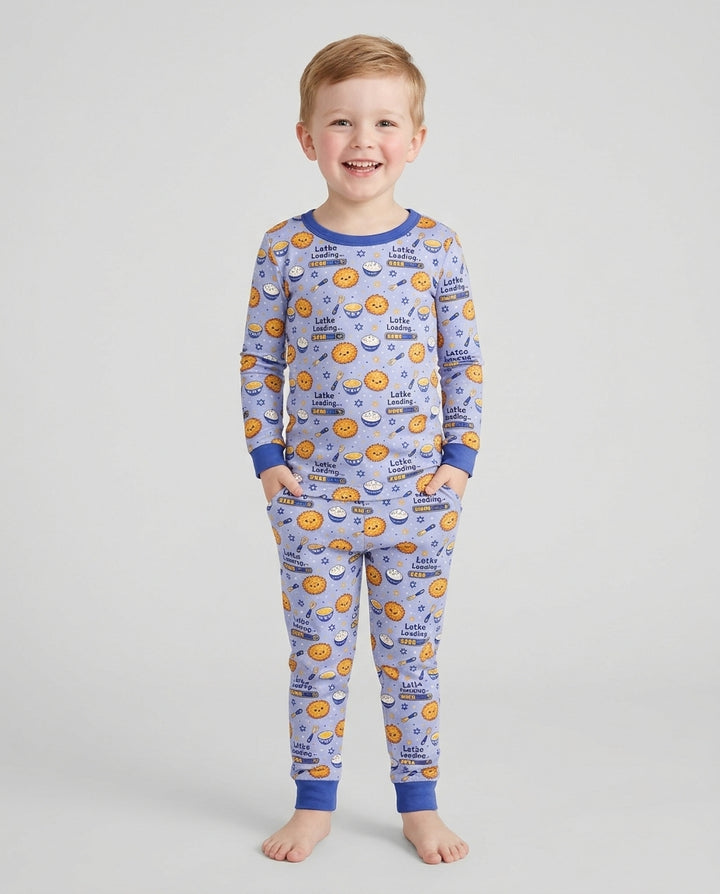Latke For Hanukkah Bamboo Two Piece Long Sleeve Pajama Set