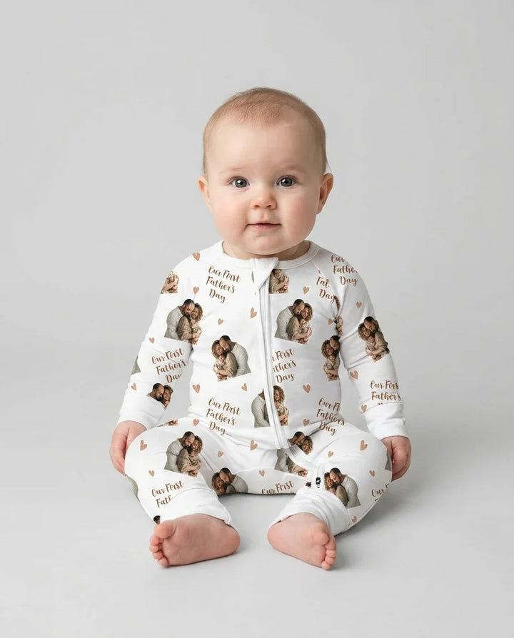 Gerippte Babykleidung mit individuellem Foto - Weich &amp; Skizzenhaft