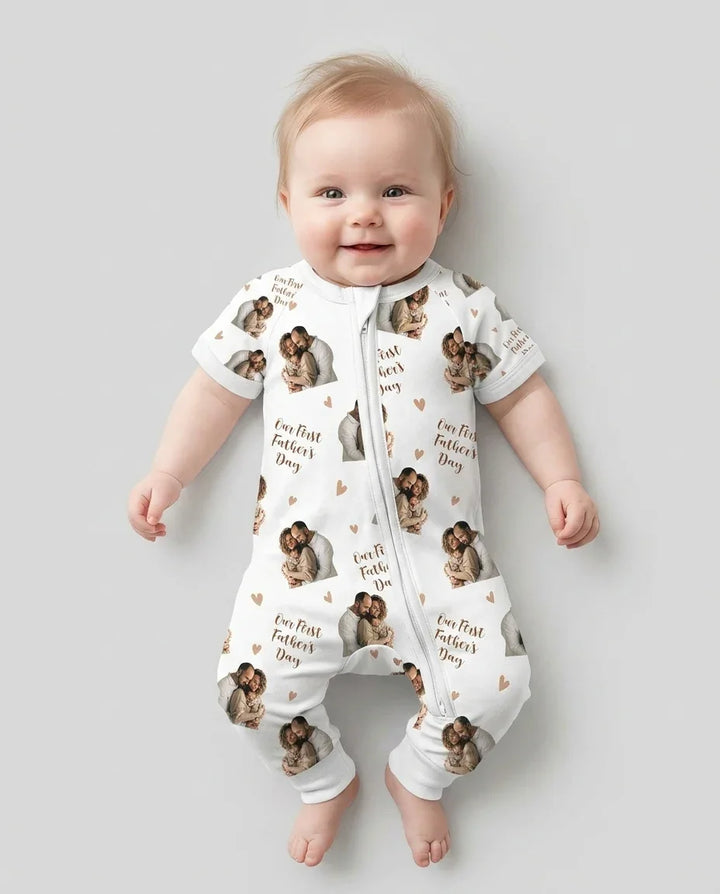Custom Photo Our First as Parents Bamboo Shorty Zippy