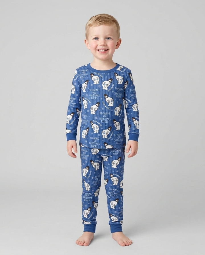 Blowing You Christmas Kisses Bamboo Two Piece Long Sleeve Pajama Set