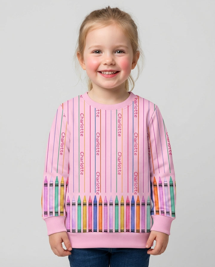 Custom Name Crayon Lines Bamboo Crewneck Sweatshirt