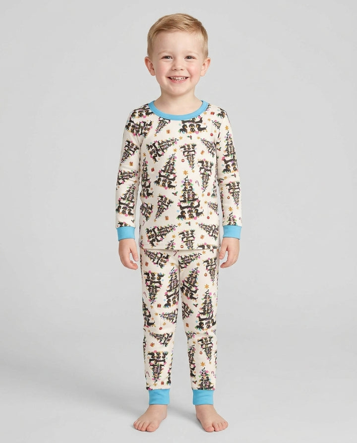 Doxie Christmas Tree Bamboo Two Piece Long Sleeve Pajama Set
