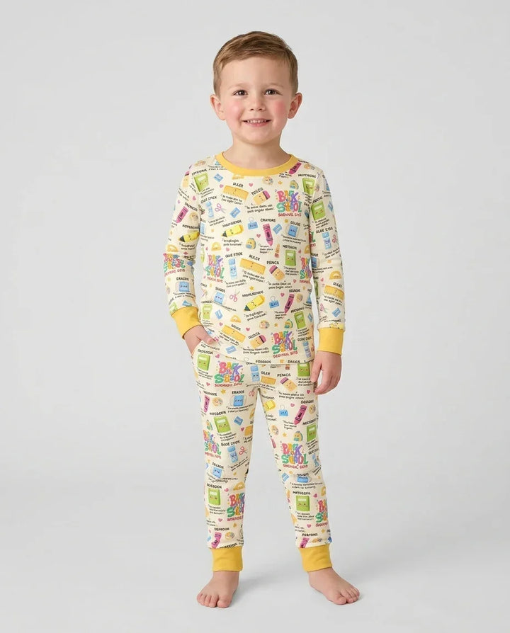 Zweiteiliges Langarm-Pyjama-Set mit Sommerfrüchten