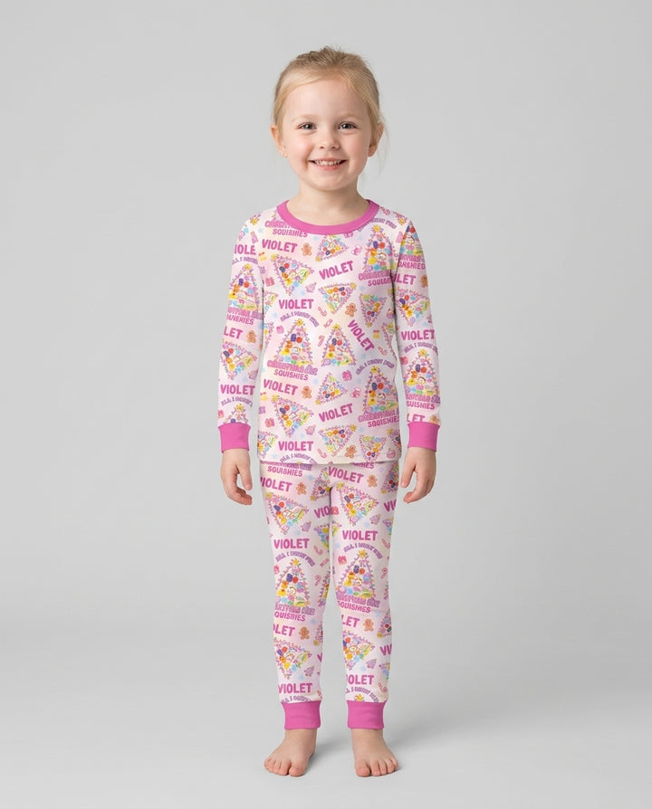 Custom Name All I Want For Christmas Are Squishies Bamboo Two Piece Long Sleeve Pajama Set