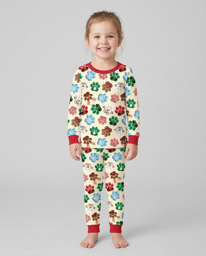 Santa Puppies Paw Bamboo Two Piece Long Sleeve Pajama Set
