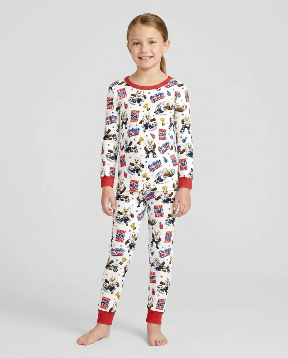 Zweiteiliges Langarm-Pyjama-Set mit Sommerfrüchten