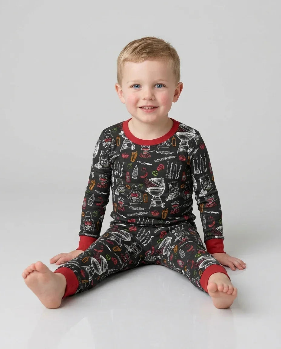 Zweiteiliges Langarm-Pyjama-Set mit Sommerfrüchten