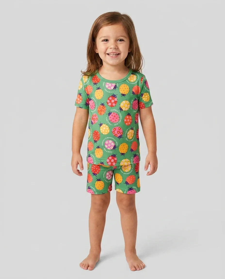 Schlafanzug-Set zweiteilig, kurze Ärmel, kurze Hose, Bambus