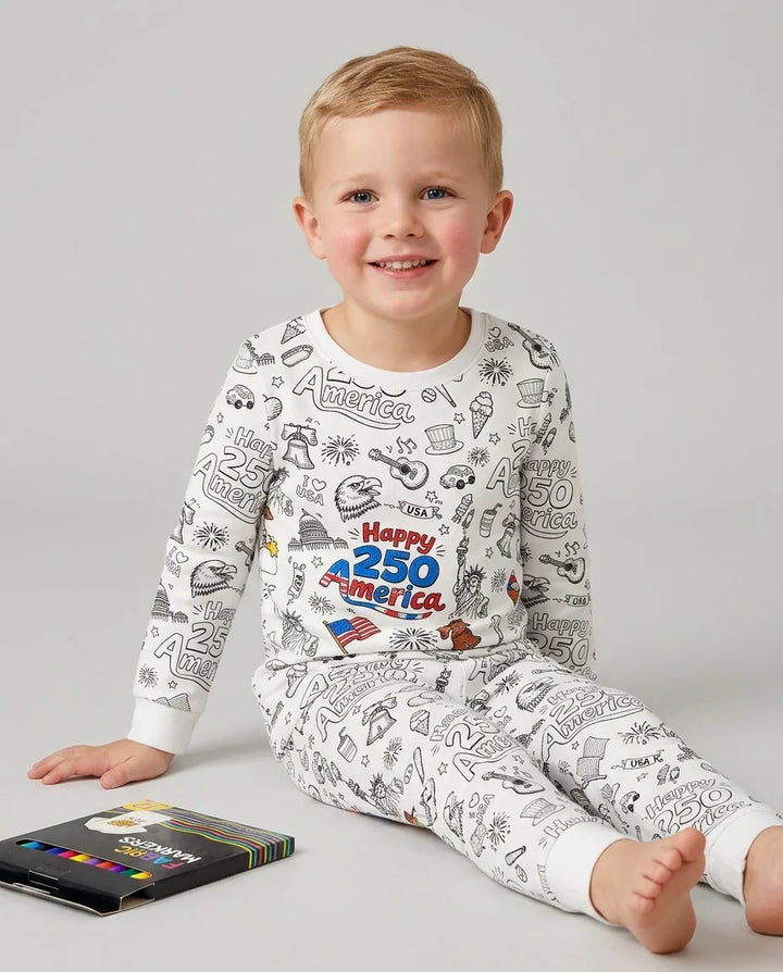 Zweiteiliges Langarm-Pyjama-Set mit Sommerfrüchten