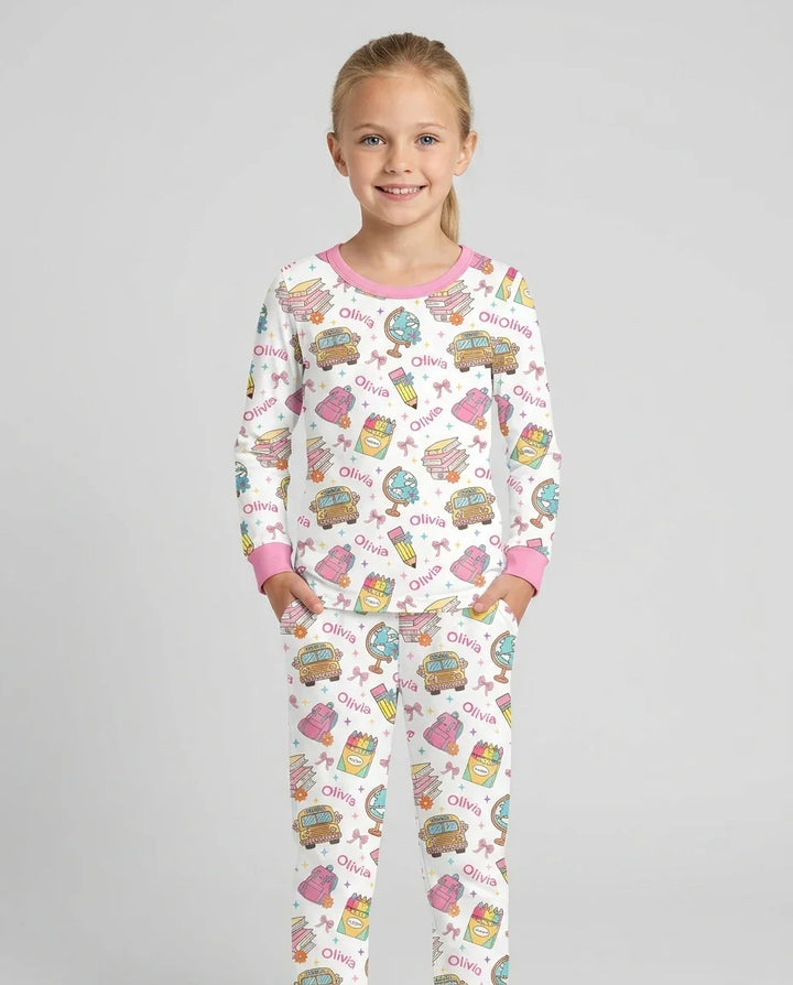 Zweiteiliges Langarm-Pyjama-Set mit Sommerfrüchten