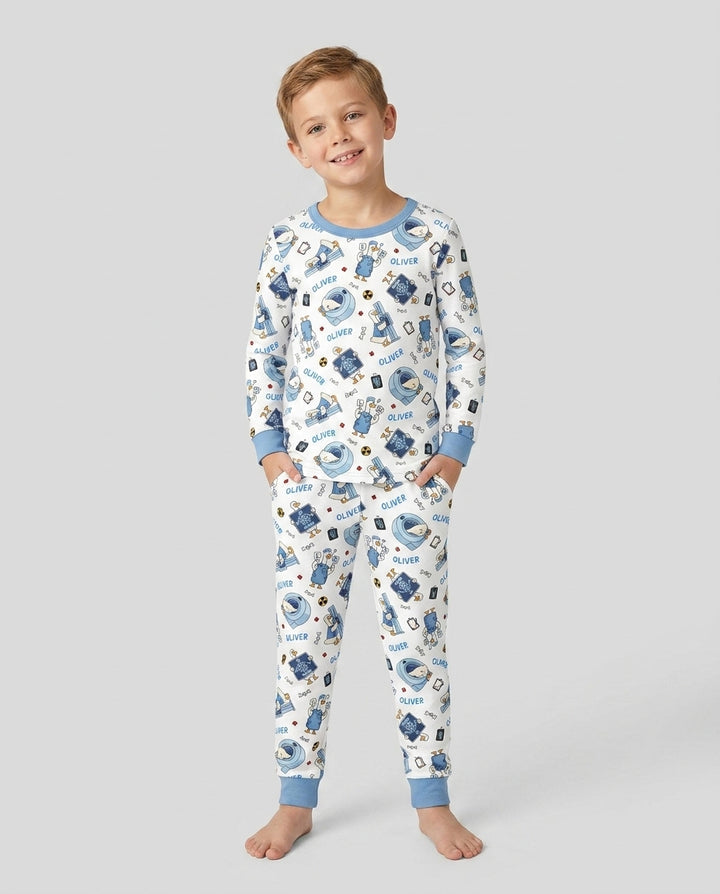Zweiteiliges Langarm-Pyjama-Set mit Sommerfrüchten