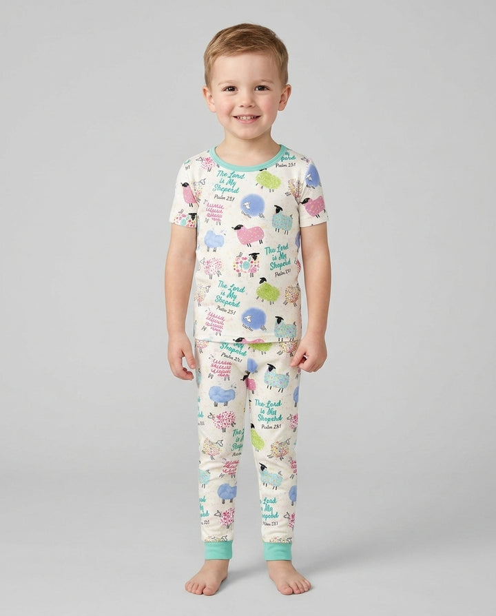 The Lord Is My Shepherd Psalm 23 Bamboo Two Piece Short Sleeve Pajama Set
