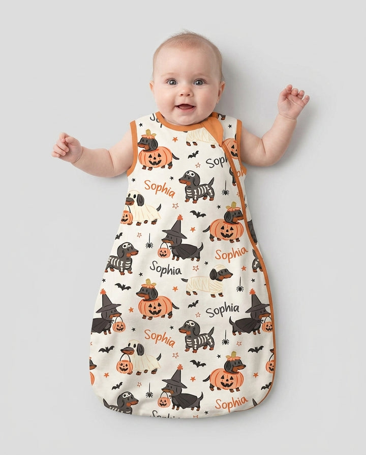Orange and Black Dachshund Bamboo Sleep Bag