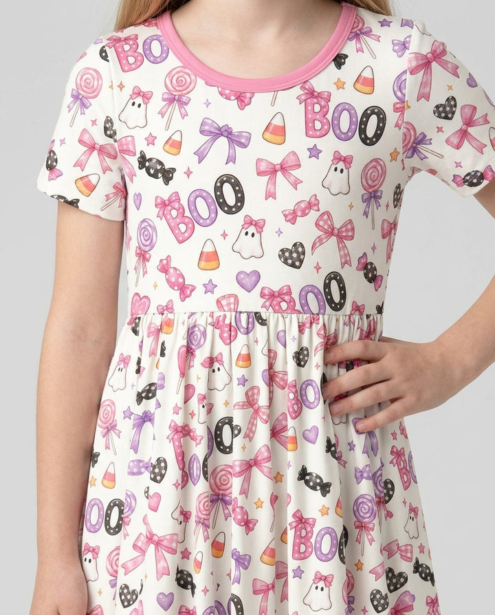 Coquette Halloween Candy Boo Bamboo Twirl Dress