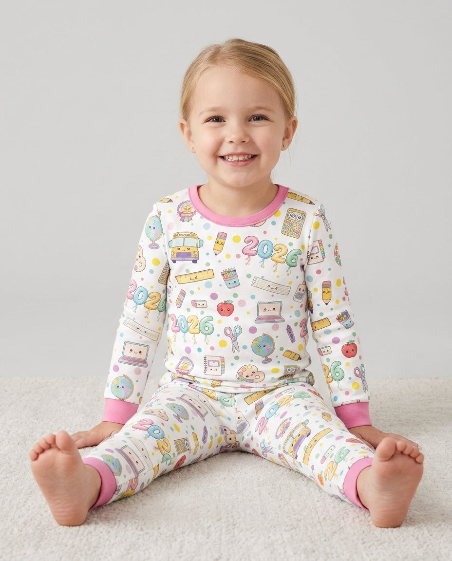 Zweiteiliges Langarm-Pyjama-Set mit Sommerfrüchten