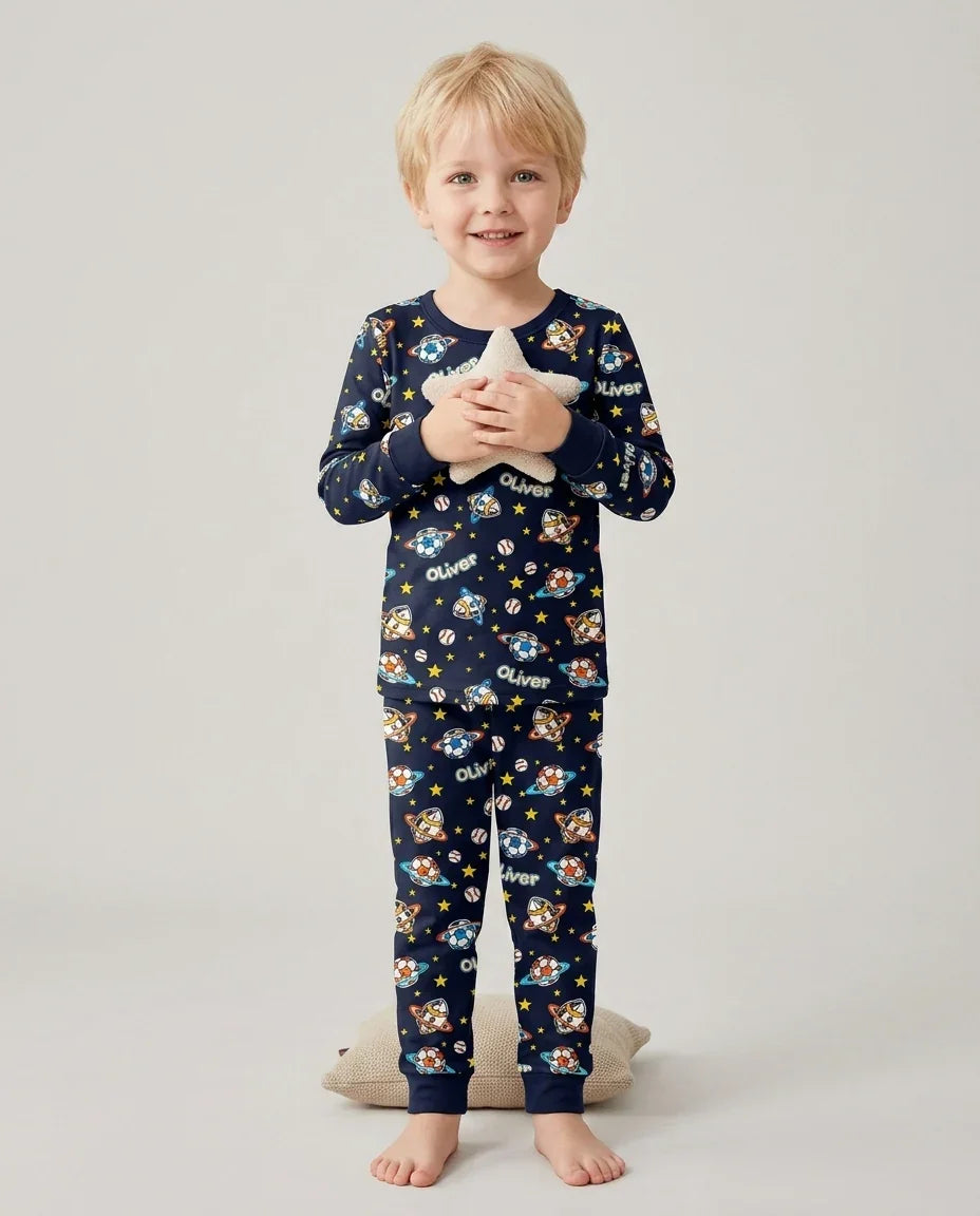 Zweiteiliges Langarm-Pyjama-Set mit Sommerfrüchten