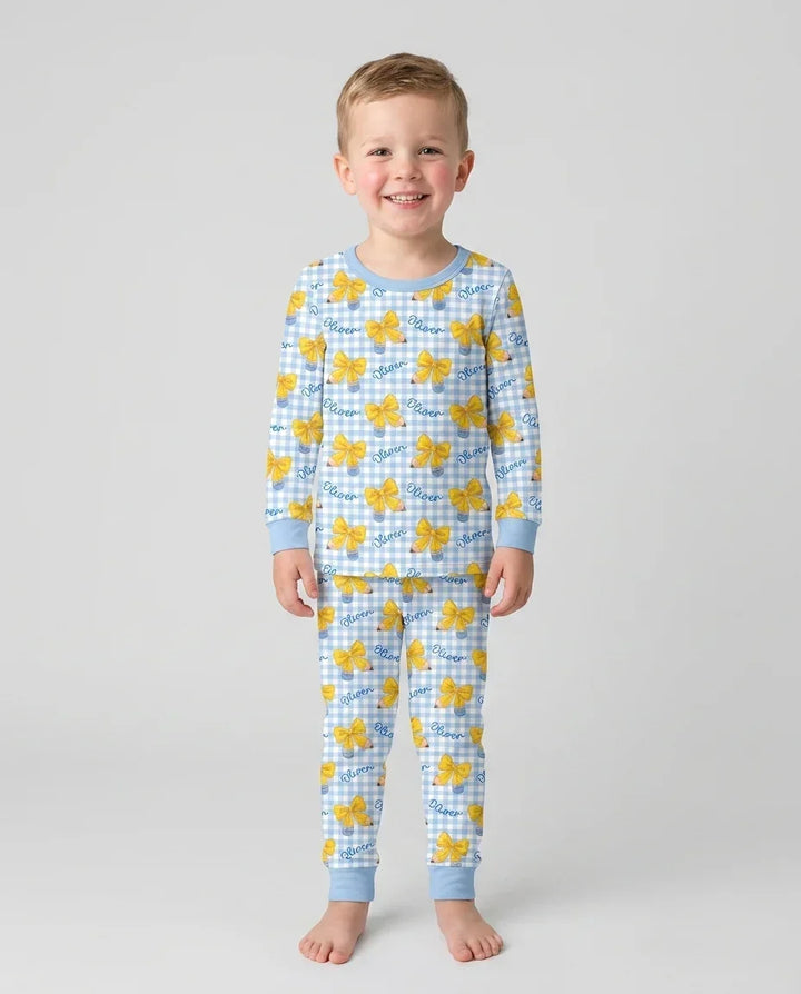 Zweiteiliges Langarm-Pyjama-Set mit Sommerfrüchten
