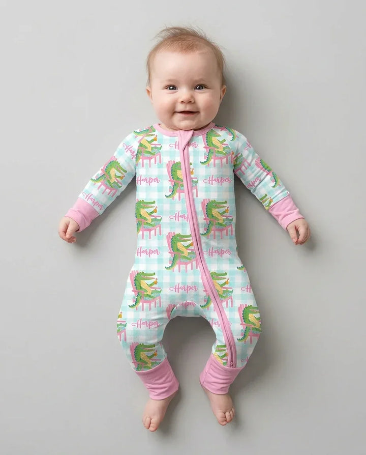 Custom Name Preppy Later Gator Bamboo Convertible Zippy