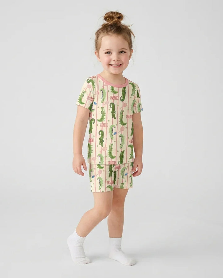 Zweiteiliges Pyjama-Set mit kurzen Ärmeln und Shorts im Sommer-Design