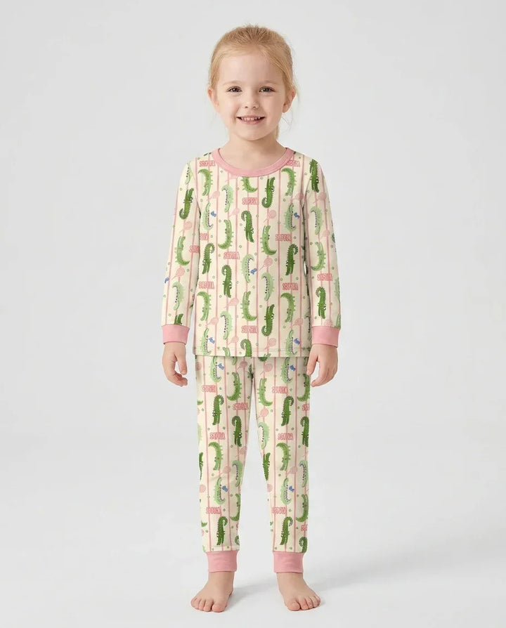 Zweiteiliges Langarm-Pyjama-Set mit Sommerfrüchten