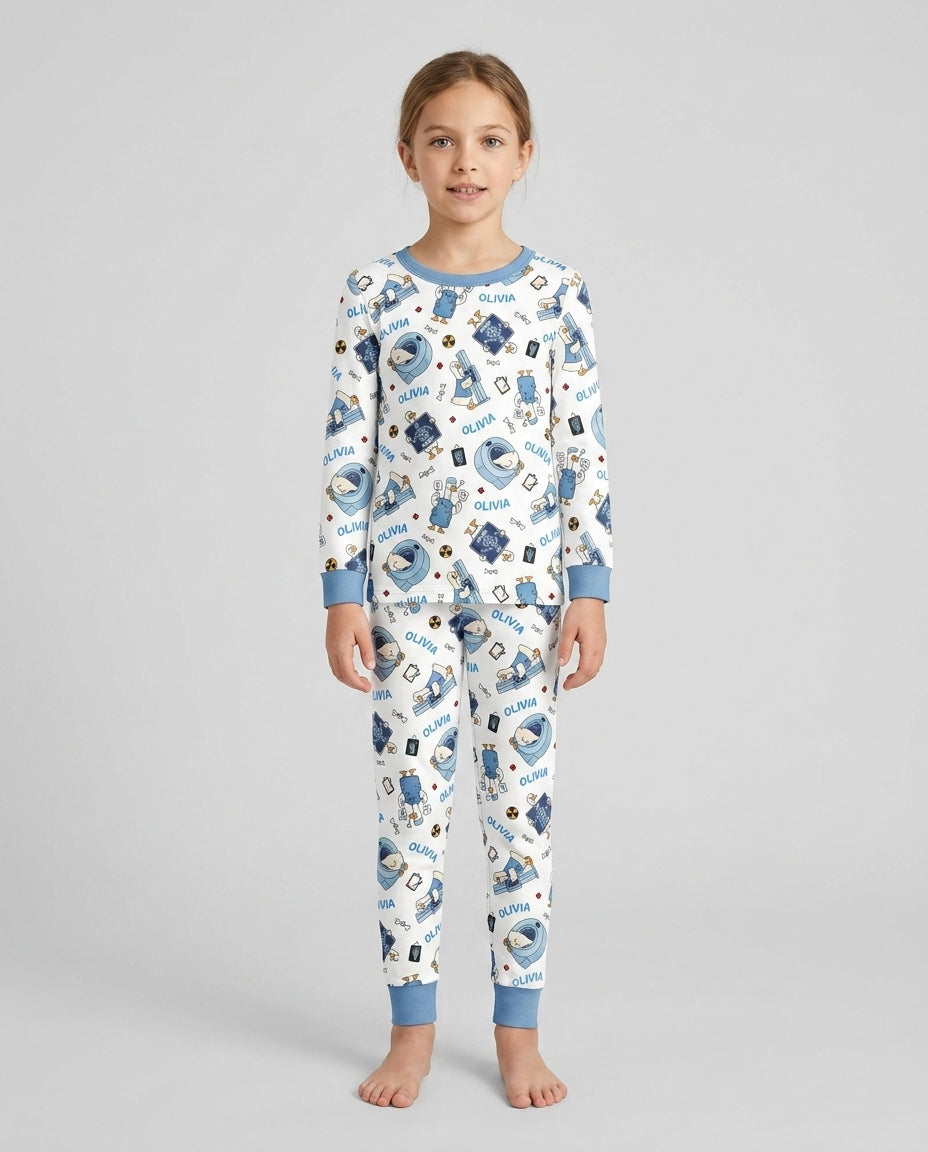Zweiteiliges Langarm-Pyjama-Set mit Sommerfrüchten