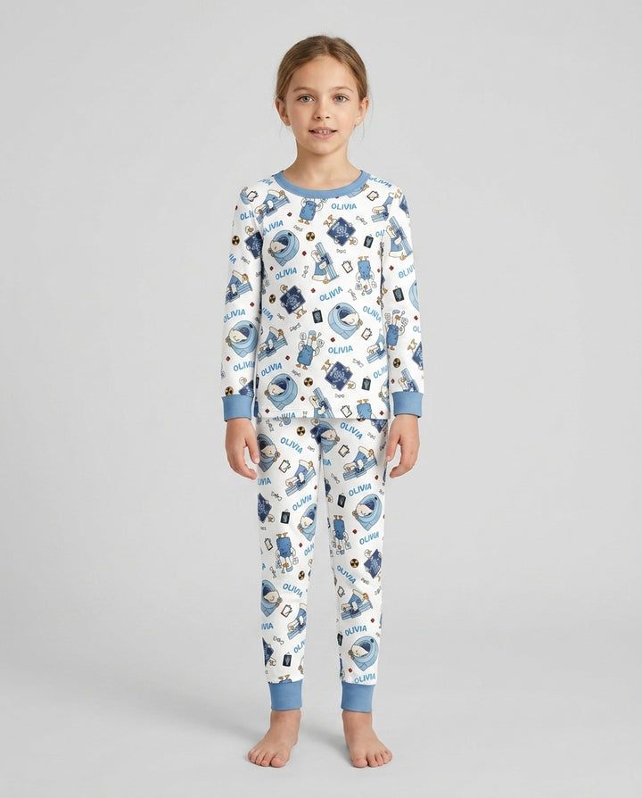 Zweiteiliges Langarm-Pyjama-Set mit Sommerfrüchten
