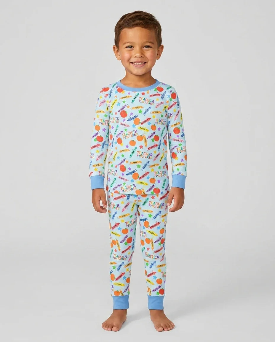 Zweiteiliges Langarm-Pyjama-Set mit Sommerfrüchten